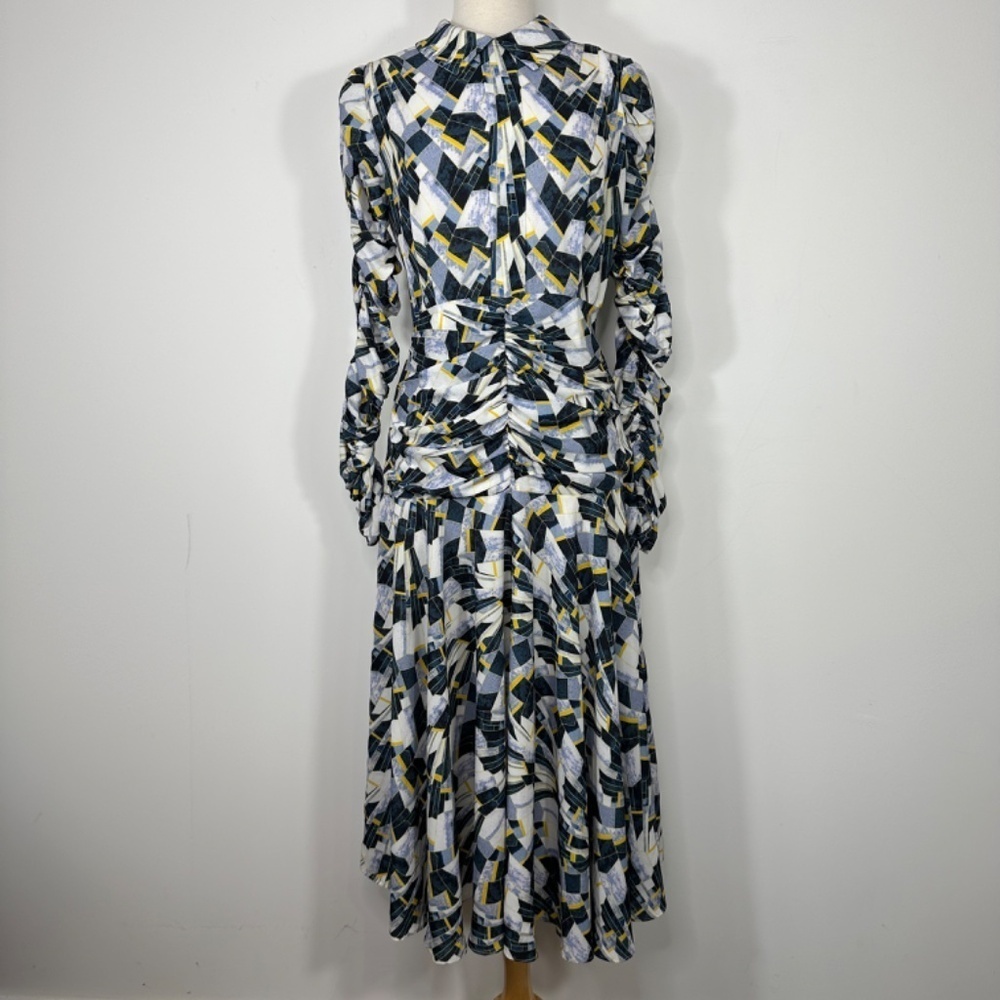 NWT APPARALEL Ruched Long Sleeve Multicolor Midi Dress Size Large - Picture 2 of 16